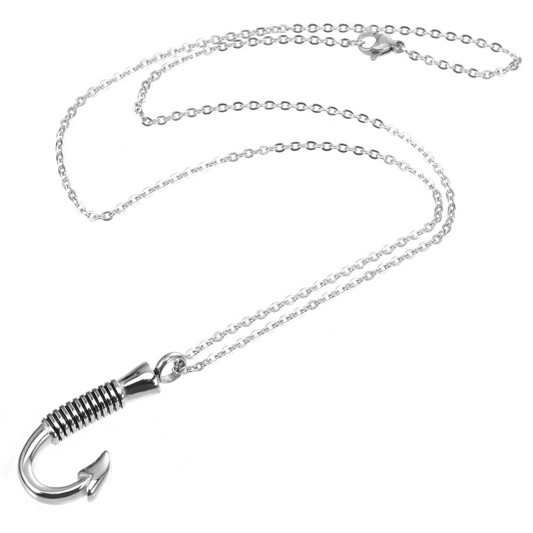 Fish Hook Cremation Keepsake Necklace Stainless Steel Fish Hook Ashes Urn  Necklace