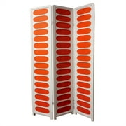 3-Panel White+Orange Wooden Screen Room Divider