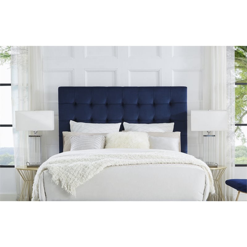 Blake Blue Velvet Tufted Headboard - King Size - Upholstered - Tufted