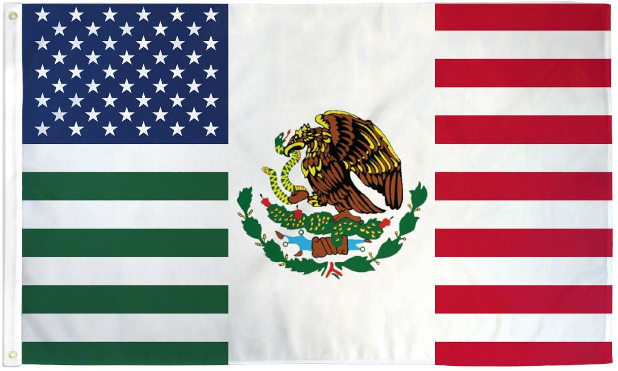 NEW American and Mexican Flag Set 3X5 USA Mexico Banner,3X5 USA Mexico Bann...