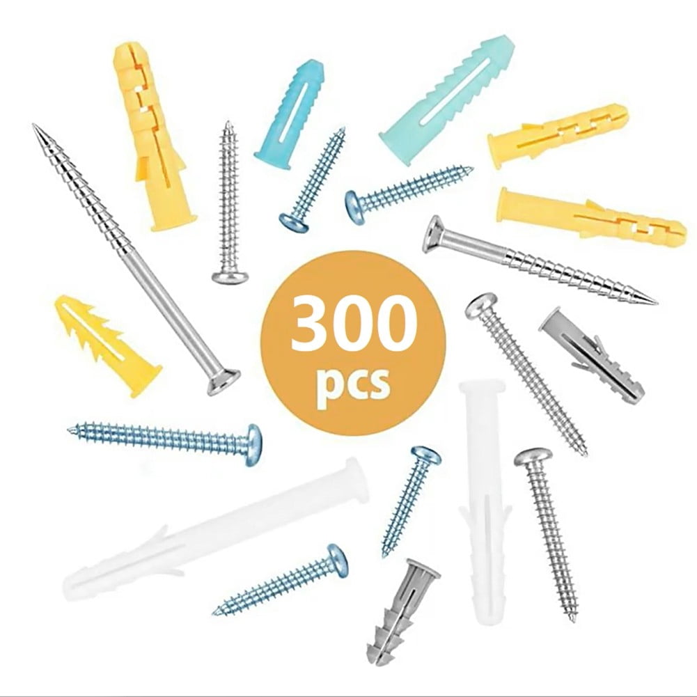 300Pcs High Strength Self-tapping Screws Kit Wall Anchors and Screws for Drywall