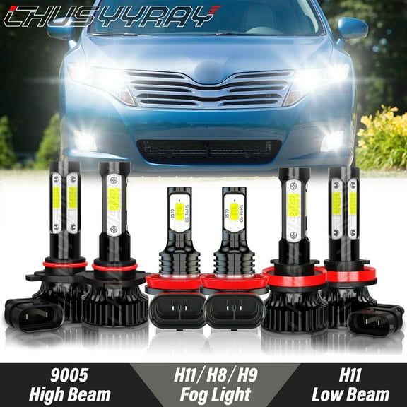 For Toyota Venza 2009-2016 LED Front Headlight Hi-Lo Beam Fog Light Bulbs Kit 6000K Pure White 6x