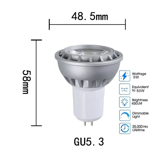Bombilla LED de luz descendente RGB MR16, E27, E14, GU10, GU5.3, B15, 5W, COB, Ángulo de haz alto de 36 °, 450LM, CA 85-265V, 30W, equivalente a halógeno