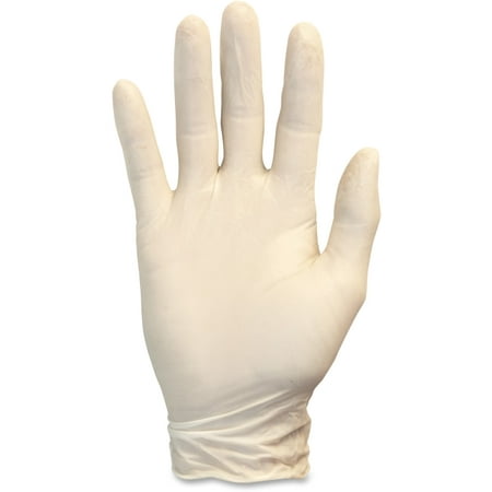 Safety Zone 5 mil Latex Gloves - Polymer Coating - Small Size - Latex - Natural - Ambidextrous, Durable, Chemical Resistant, Rolled Cuff,