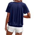 thumbnail image 3 of Camisetas Casuales de Verano para Mujer, Camisetas de Corta con Cuello en V, Azul Oscuro L, 3 of 7