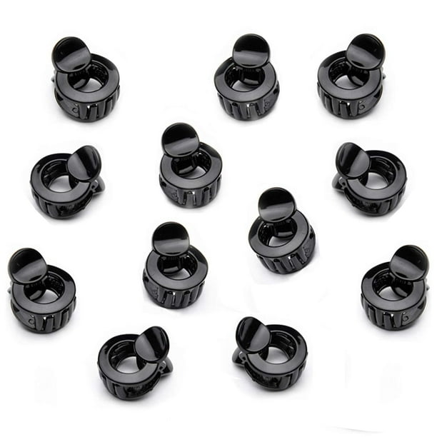 12Pieces Mini Jaw Clips Plastic Hair Claw Clips for Girls No Slip Grip Small Black Hairpin Clamps