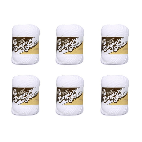Lily SugarN cream White Yarn - 6 Pack of 71g25oz - cotton - 4 Medium (Worsted) - 120 Yards - Knitting crocheting & crafts