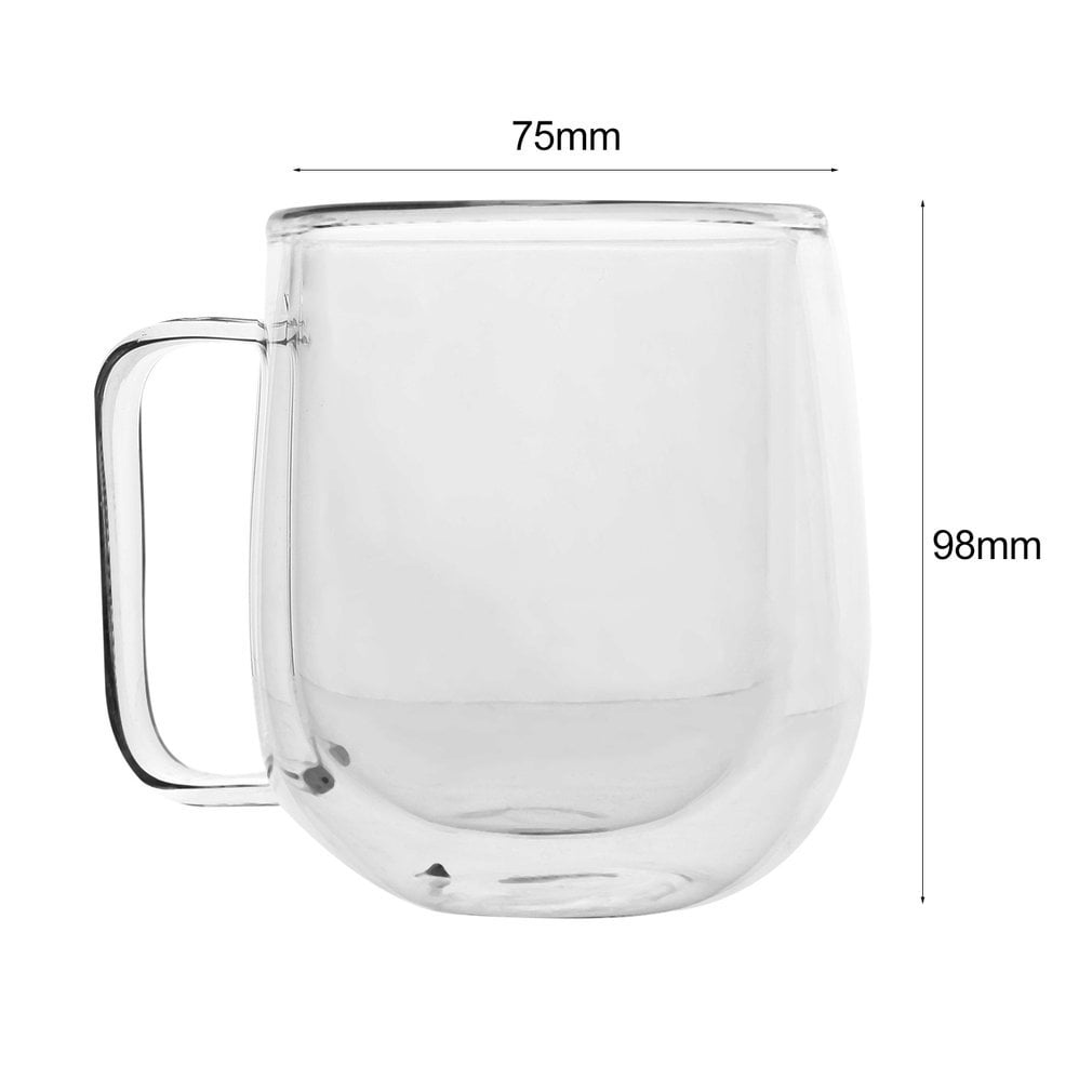 2 Pcs Coffee or Tea Mugs Drinking Glasses Double Wall Thermal Insulated Cup 