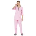 thumbnail image 5 of Inkmeso Solid Nightwear Set w/ Pyjama For Women Cotton Nightwear 2 Pcs Sleepwear, 5 of 7