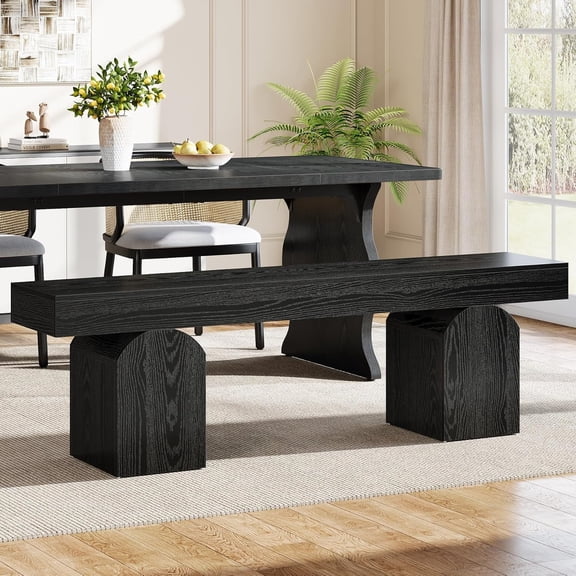 Tribesigns 59" Black Dining Bench for 2 to 3, Extra Long Dining Table Bench