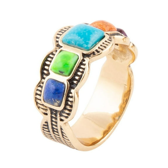 Zion Blue Turquoise Colorful Golden Ring