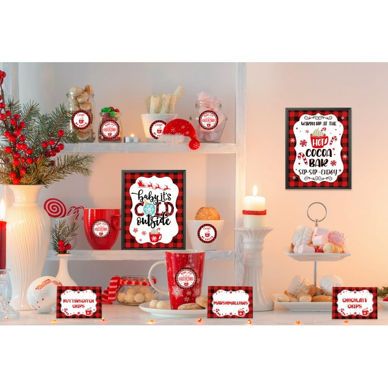 Crazy Cups Hot Cocoa Bar Supplies Kit, Limited Edition Hot Chocolate Bar  Decor Set, Includes Hot Cocoa Bar Signs, Hot Cups With Sleeves, Hot