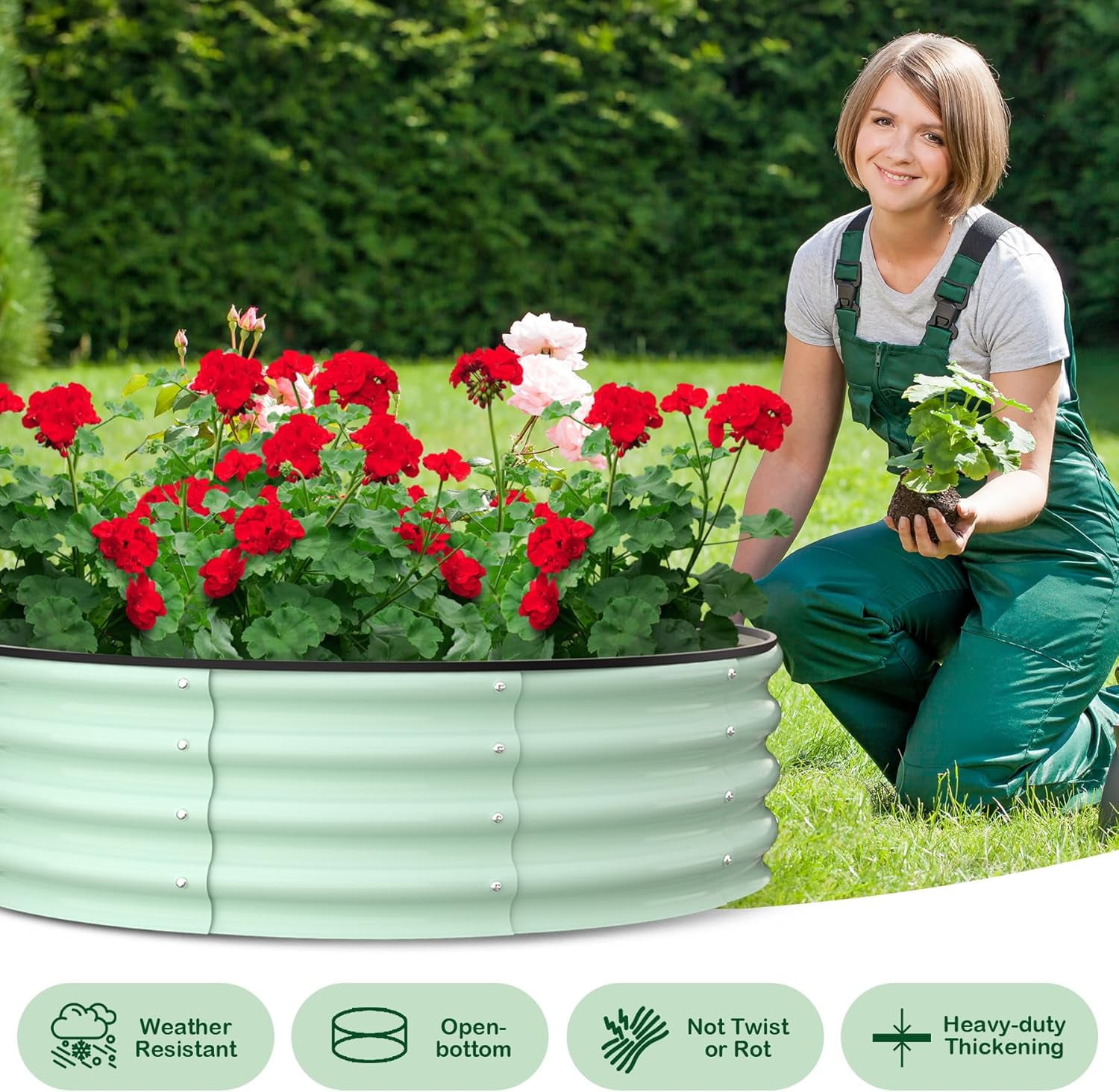 EastVita 3x3x1 FT Raised Garden Beds,2 Pack Galvanized Raised Garden Bed for Gardening, Round Metal Planter Box for Flower Plants