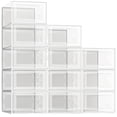 thumbnail image 1 of Paquete de 12 cajas de almacenamiento de zapatos, organizador de zapatos apilable de plástico transparente para armario, contenedores plegables para zapatos, ahorro de espacio, 1 of 5
