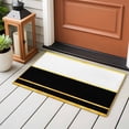 thumbnail image 4 of Modern Black Gold Entryway Rug 2'x3'&nbsp; Non Slip Front Door Mats, Minimalist Geometric Yellow Striped Entrance Rugs Indoor Outdoor Carpet, Washable Floor Mats Small Area Rug for Bedroom Kitchen, 4 of 8