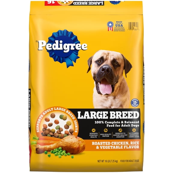 Pedigree Large Breed Dry Dog Food, Roasted Chicken, Rice and Vegetable Flavor, 16 lb. Bag