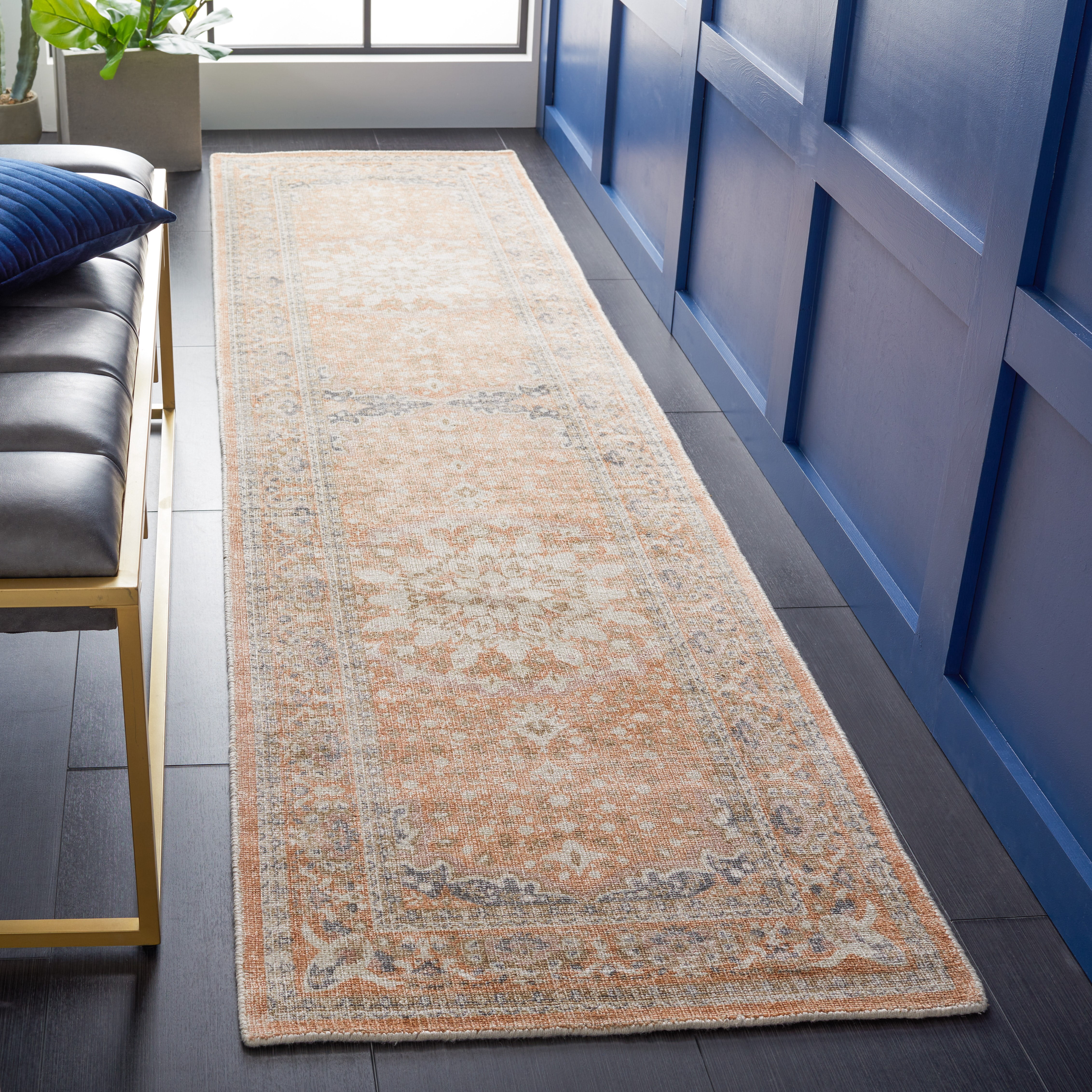 SAFAVIEH Restoration Vintage Beth Medallion Runner Rug, Rust/Orange, 2'3" x 9'