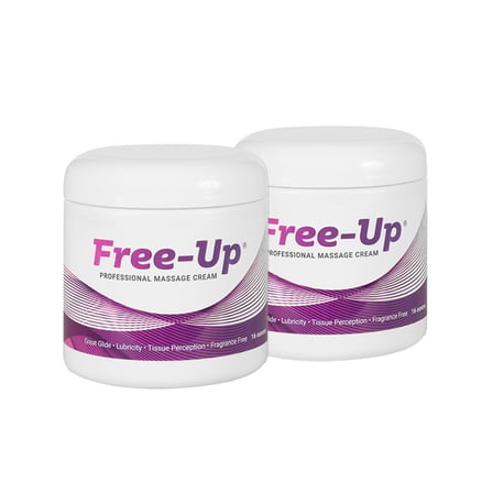 Free-Up-Professional Massage Cream, Fragrance-Free, Great Glide, Lubricity, Tissue Perception, Perfect for Physical Therapy, Massage Versatile, Non-Greasy, 16 Oz Jar, 2 Pack