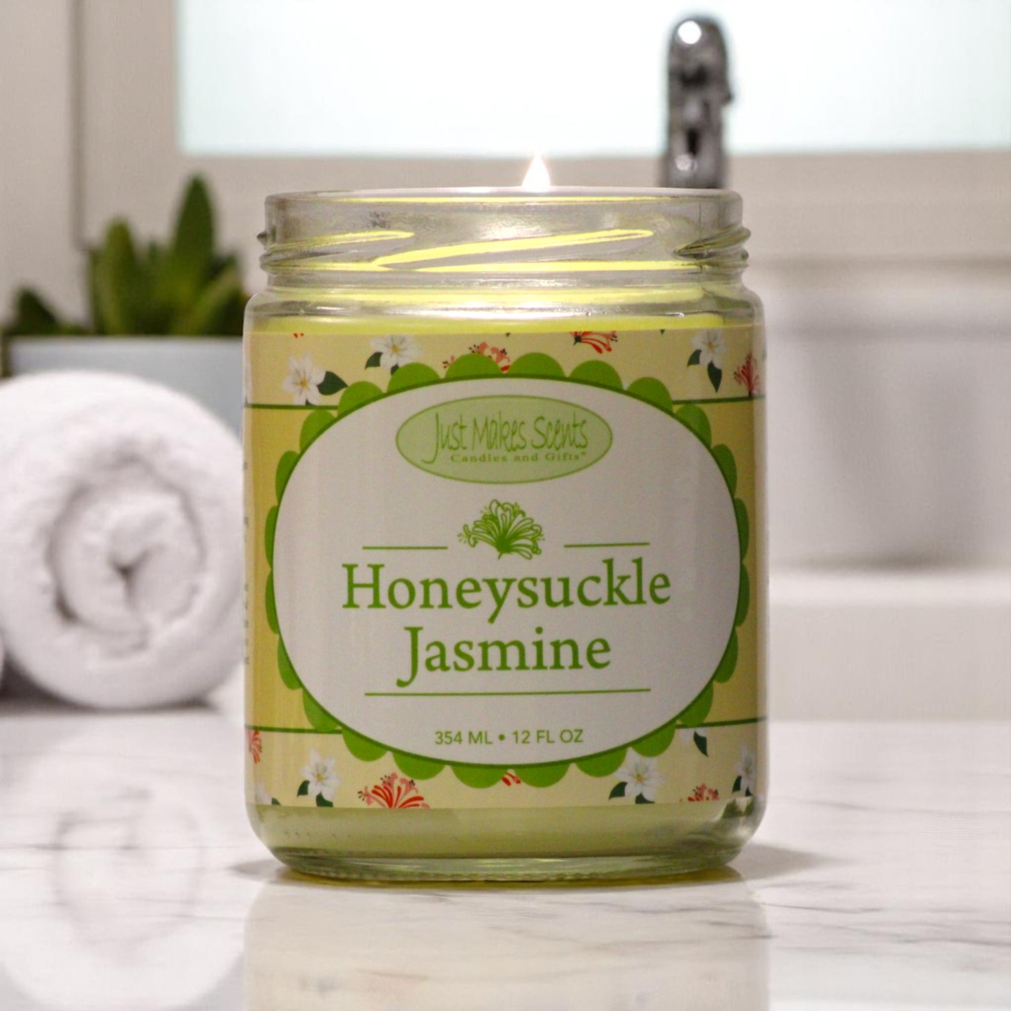 Honeysuckle Jasmine Salsa Jar Candle 12 oz -Just Makes Scents Candles & Gifts