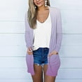 thumbnail image 3 of QUYUON Cardigans Légers pour Femmes Rabais Manches Longues Cardigans pour Femmes Automne 2023 Polyester Cardigan Long pour Femmes Chandails Veste Cardigan Style Q-8104 Chandail Tricoté d'Hiver Manteau d'Extérieur Violet G, 3 of 5