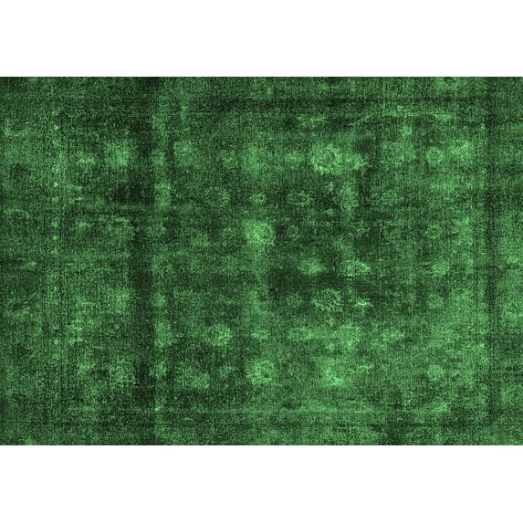 Ahgly Company Indoor Rectangle Abstract Emerald Green Modern Area Rugs, 2' x 4'