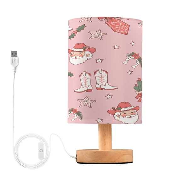 Santa Claus Table Lamp, Fully Dimmable Nightstand Lamp with USB and Linen Fabric Shade, Modern Gifts for Bedroom, Living Room, Office