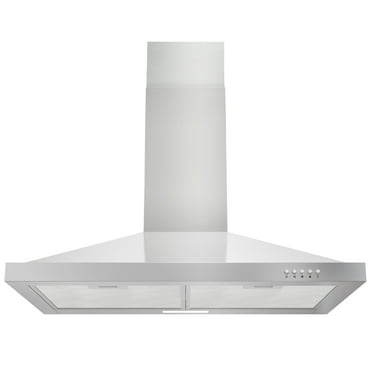FIREGAS Wall Mount Range Hood 30 inch with Ducted/Ductless Convertible, 450 CFM Stainless Steel Chimney-Style Kitchen Hood, Over Stove Vent Hood with 3 Speed Fan, LED Light