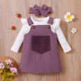 thumbnail image 2 of Fortune 2Pcs Baby Girl Fall Clothes,0-18 Months Infant Ruffle Long Sleeve Ribbed Romper+Pocket Suspender Skirt, 2 of 9