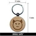 thumbnail image 2 of Happy Devil Face Emoticon Round Keychain Charm Tag - Engraved Wood, 2 of 6
