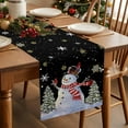 thumbnail image 5 of Black Christmas Snowman Cotton Linen Table Runner for Dining Kitchen, Winter Xmas Tree Snowflakes Wedding Outdoor Party Tablerunners Decoration, Dresser Scarf Coffee Tablecloth Runners 13x48 Inches, 5 of 9