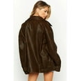 thumbnail image 3 of USTRADEENT Women's Oversized 100% Lambskin Motorcycle Plus Size Moto Biker Leather Coat, 3 of 3