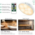 thumbnail image 3 of Warm Color LED Closet Lights Wireless Motion Sensor Puck Light, USB Rechargeable Battery Operated Puck Lights with Remote, Dimmable Under Cabinet Counter Lighting for Wardrobe Kitchen (6 Pack), 3 of 9