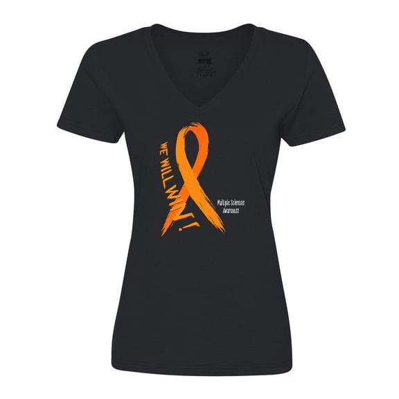 Inktastic We Will Win Multiple Sclerosis Awareness Women's V-Neck T-Shirt