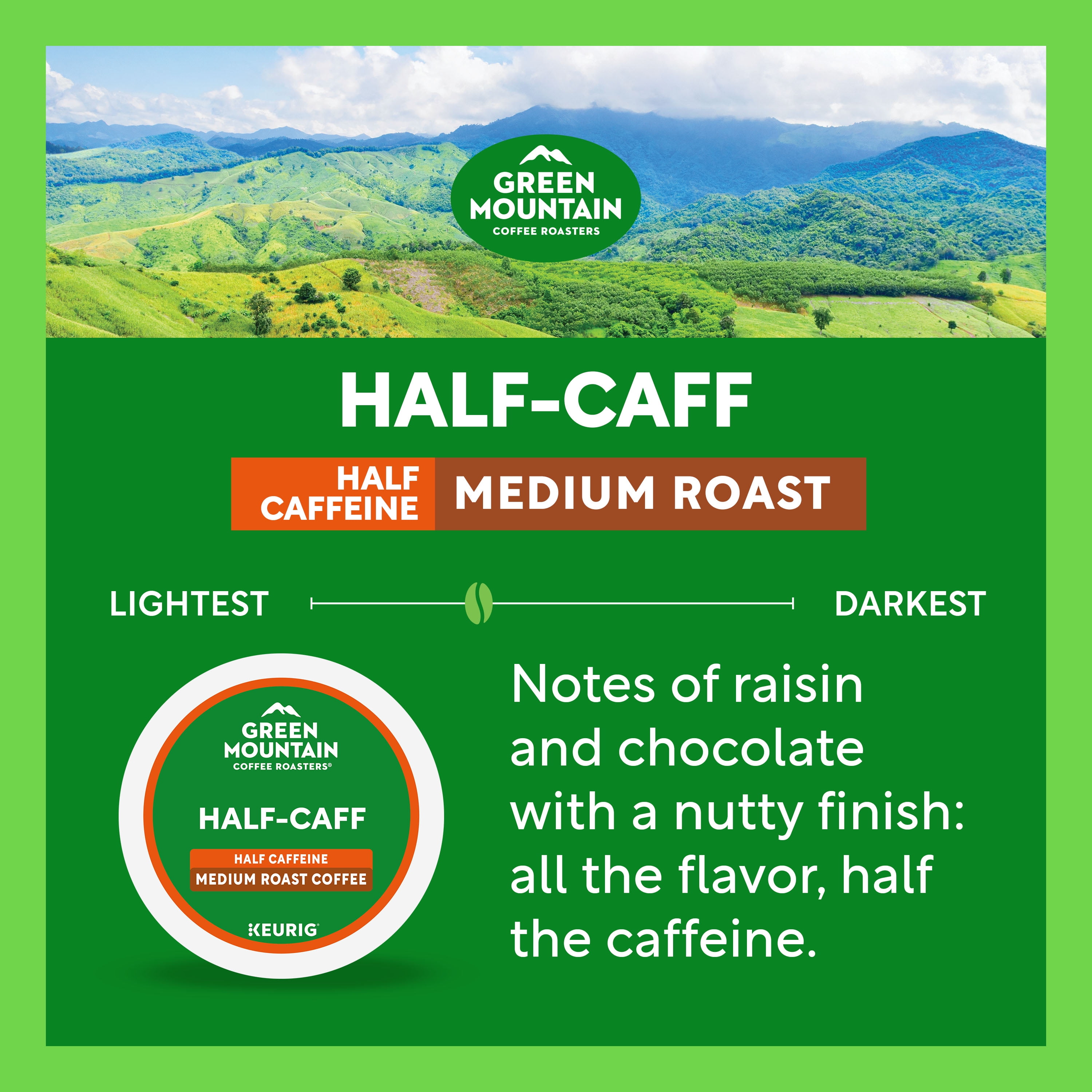 (4 pack) Green Mountain Coffee Roasters, Half Caff Medium Roast K-Cup Coffee Pods, 24 Count