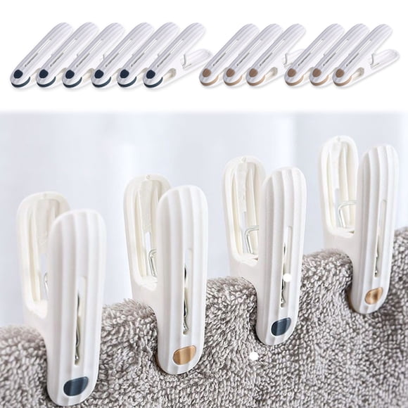Juego de clips de plástico para secar ropa | Perchas sin costuras a prueba de viento | Clips fijos para lavandería doméstica | Diseño sin marcas | Duradero Antideslizante | Paquete de 12 piezas