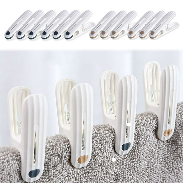 Fiudx Juego de 12 Pinzas para Secar Ropa, Sin Costuras, Resistentes Al Viento, de Plástico, para El Hogar, Estables y Seguras, Elegantes y Prácticas.