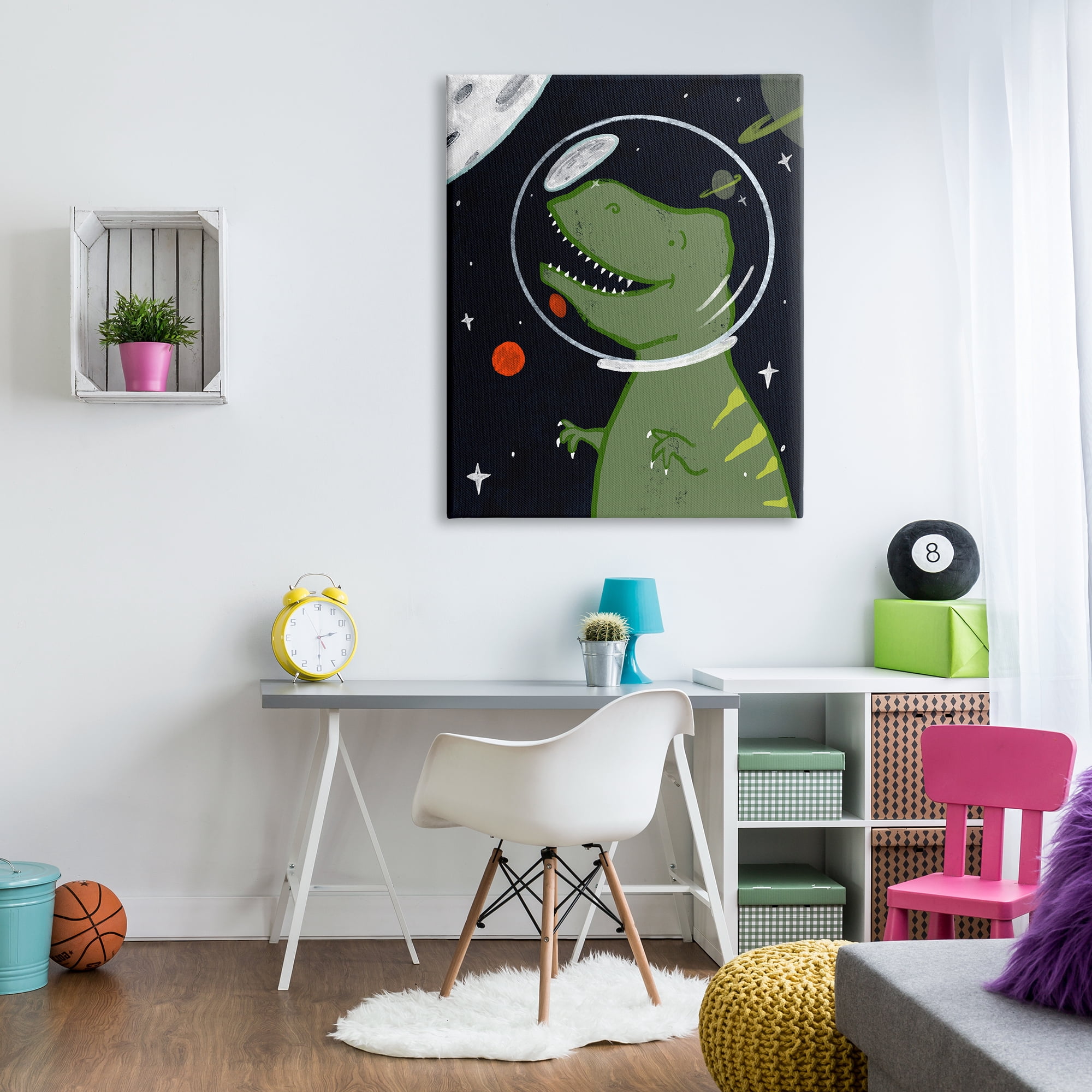 Stupell Industries Fantasy Dinosaur Astronaut Milky Way Space T-Rex Outer Space Painting Gallery Wrapped Canvas Print Wall Art, 36 x 48