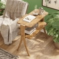 thumbnail image 5 of 2-Tier Narrow Side Table, Walnut Wood Grain, Herringbone Legs, for Small Spaces/Living Room/Bedroom, 5 of 6