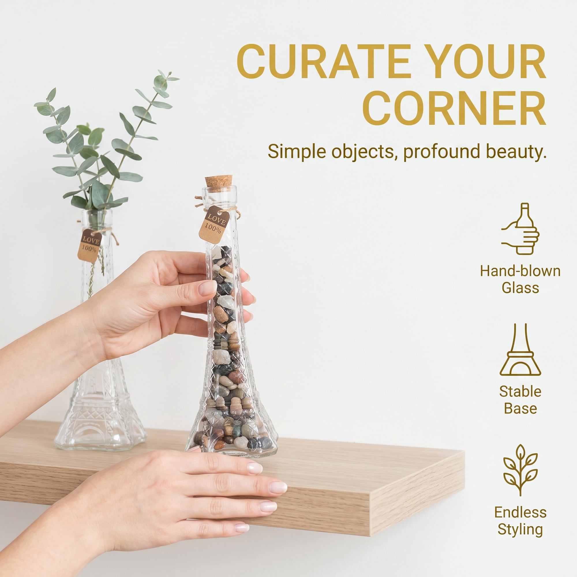 Unique Bargains 2pcs Glass Jars with Cork Stoppers Heart Shaped Tower 3.7"x3.7"x10.8"