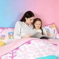 thumbnail image 5 of meiyoeat Pink Ice Cream Drip 7 Pieces Bedding Comforter Set For Girls,Multicolor Baseball Theme R Letter Print Full Bedding Set,Pink Reversible, 5 of 7