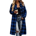 thumbnail image 2 of IUYRTFE Women's Long Plaid Button Down Shirt Jacket Casual Oversized Flannel Coat with Pockets, 2 of 8
