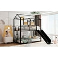 thumbnail image 3 of Twin Over Twin Metal Bunk Bed ,Metal Housebed With Slide,Three Colors Available.(Black with Black Slide), 3 of 9