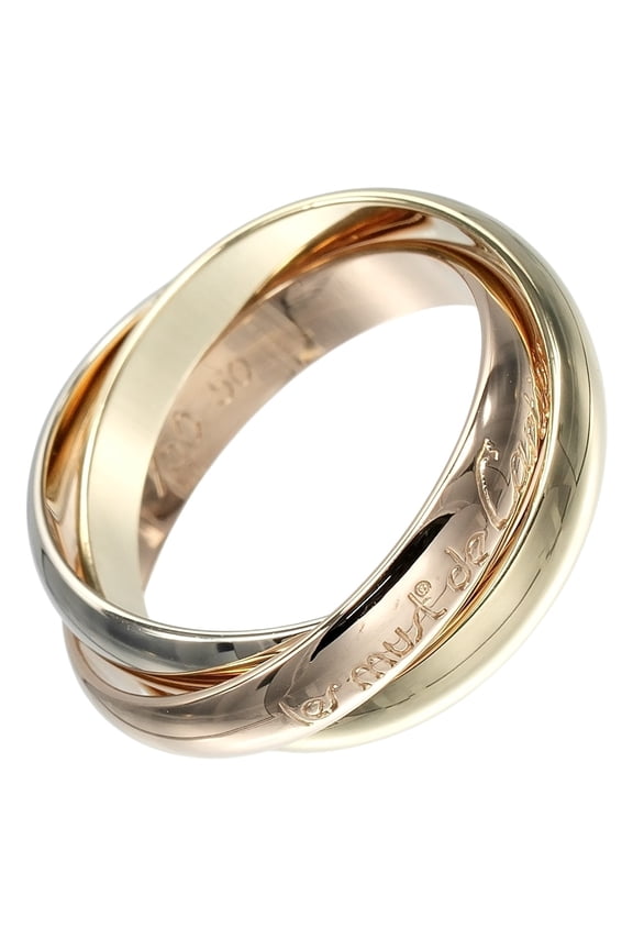 Pre-Owned Cartier Trinity Ring, Size 9.5, 3.4mm Band, 18K Gold (YG, PG, WG), Approx. 7.24g