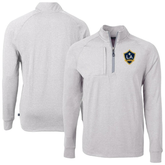 Men's Cutter & Buck Heather Gray LA Galaxy Big & Tall Adapt Eco Knit Quarter-Zip Top