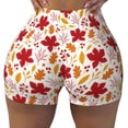 thumbnail image 2 of Sikiie fall laef Maple Workout Shorts Women Scrunch Butt Gym Shorts Seamless High Waist Tummy Control Yoga Biker Athletic Shorts-Medium, 2 of 8