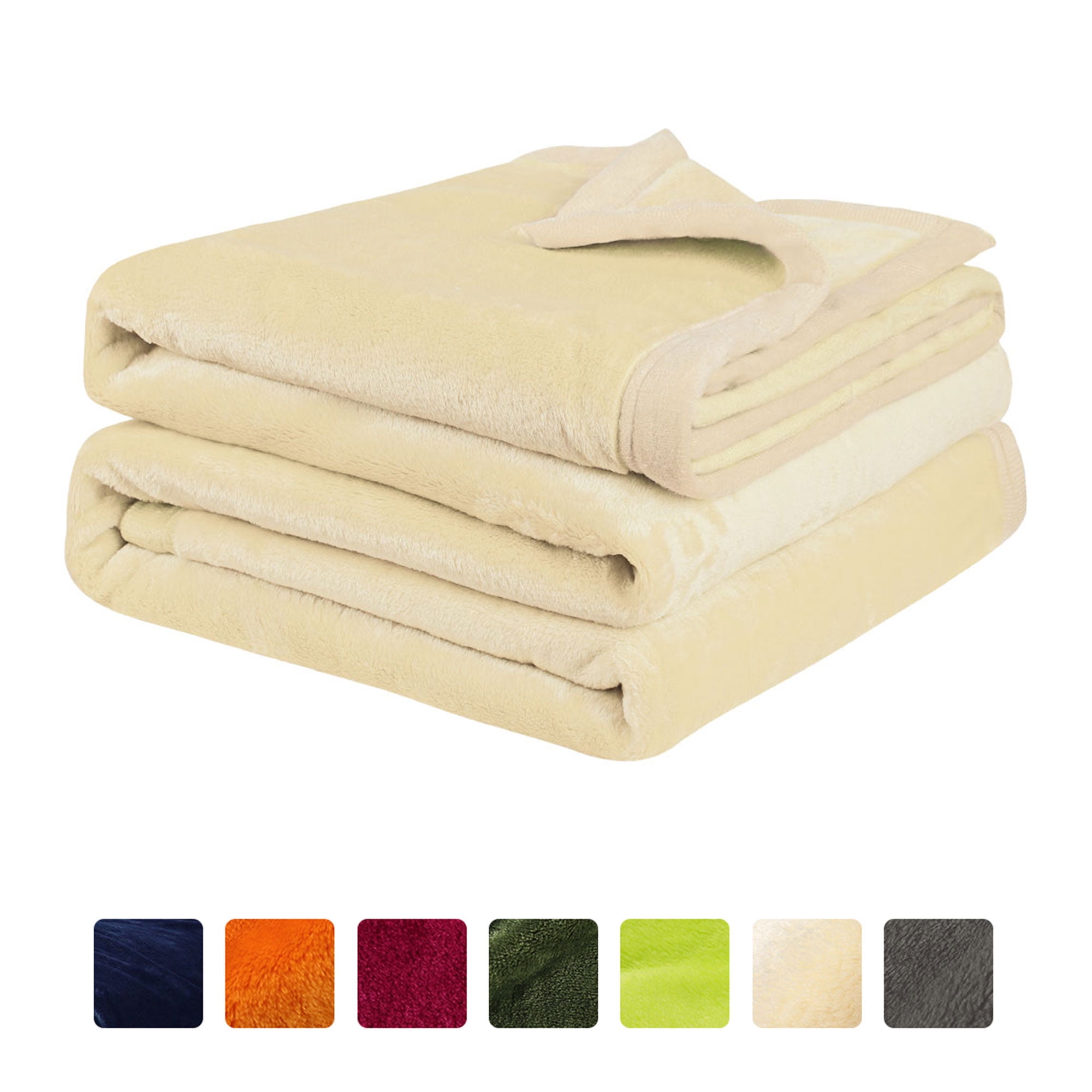 Microplush Lightweight Thermal Bed Fleece Blankets Beige Twin XL
