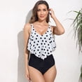 thumbnail image 3 of Women's Plus Size Sexy Bikini High Waist Ruffle Belly One Piece Swimsuit S-2XL, 3 of 3