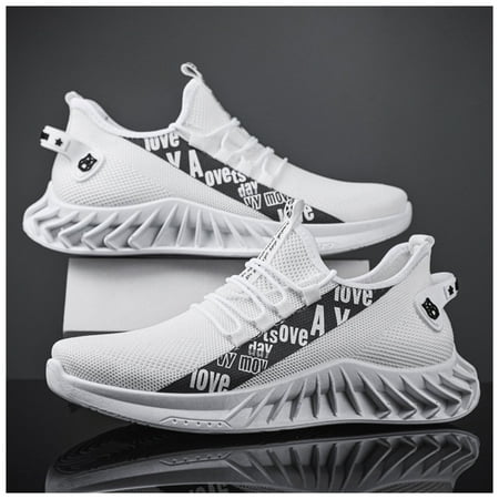 

Mens Slip On Walking Shoes with Vibrant Colors Wear-resistant Shoes for Birthday Christmas Gifts 43 White
