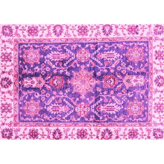 Ahgly Company Indoor Rectangle Oriental Pink Traditional Area Rugs, 5' x 8'