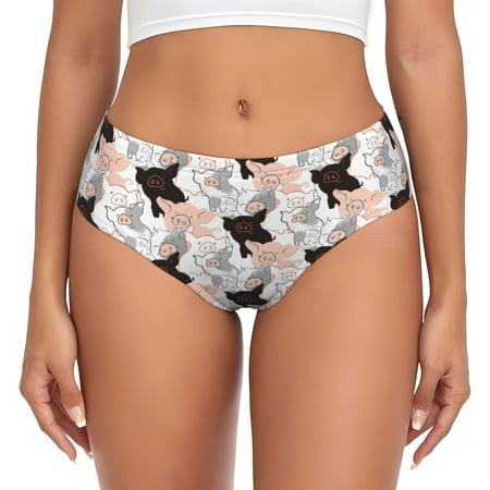 Womens Underwear - Pigs No Show Seamless Underwear for Women  Soft Stretch Womens Panties  Hipster Ladies Panties Bikini Underwear Briefs